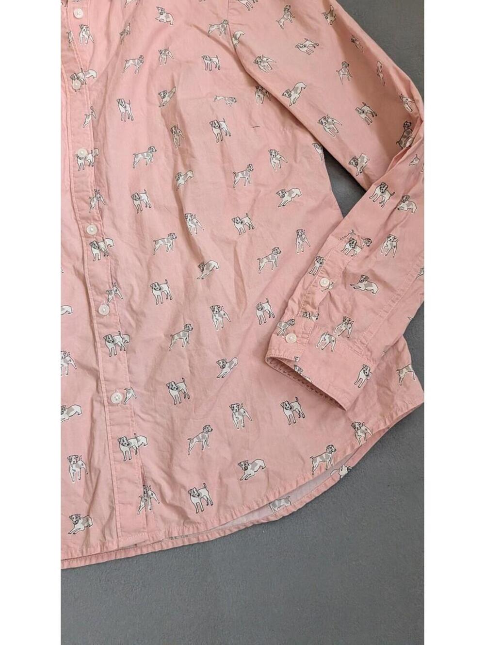 Boden Shirt Womens 10 Pink Dog Print Classic Button Up Long Sleeve Novelty - Picture 4 of 10